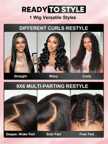 ALL READY WIG Peruka Bob z falowanymi włosami, wstępnie wybielona, wstępnie oskubana, wstępnie przycięta, topiona, 250% gęstości, 9x6, Wear&Go, bez kleju, spersonalizowana, luźna, falowana, 100% ludzkich włosów, 9AM HAIR
