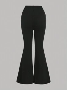 SHEIN Girlism 少女买 1 送 2 3 件/套：格子长袖衬衫、白色短款背心、罗纹针织喇叭裤休闲学院风 3 件套