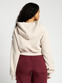 SUMWON WOMEN Premium Cropped 1996 Varsity Hoodie Retro Athleisure Sweatshirt Winter Workout Activewear Casual Athletic Fall Spring