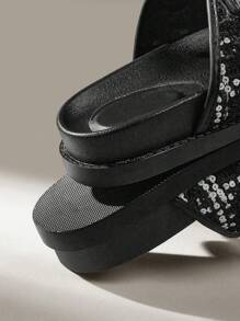 Solecia Women's Comfortable Round-Toe Flat Sandals With Glitter Halloween - Black - View 8