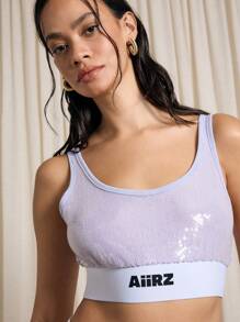 AiiRZ 带弹性下摆的亮片短款背心 - 紫色 - 查看 4