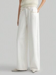 Ontre 2025 New Arrival Women's Pocketed Straight-Leg Loose Casual Versatile Jeans