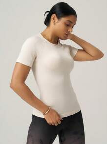 SHEIN Sport Gameset Casual Solid Color Short Sleeve Slim Fit Athletic T-Shirt
