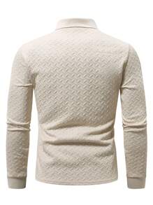 Manfinity Homme Men's Plus Size Casual Solid Color Textured Polo Shirt, Autumn