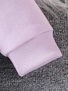 Baby Girls Autumn/Winter Casual Sports Minimalist Style Rose Red Sweatshirt & Elastic Waist Long Pants 2 Pieces Outfit + Crossbody Bag - Purple - View 4