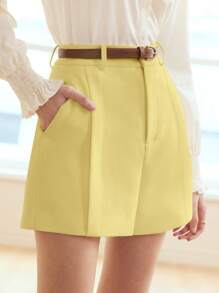 MOTF PREMIUM TAILORED SLANT POCKET SHORTS - Yellow - View 3