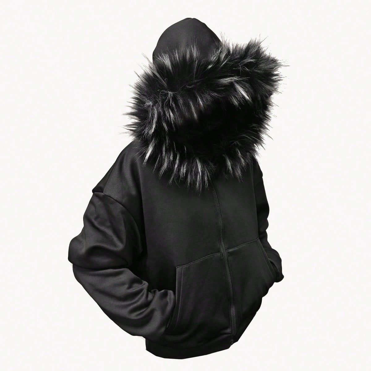 Sudadera holgada de estilo corto con cuello esponjoso para hombre, ropa de calle