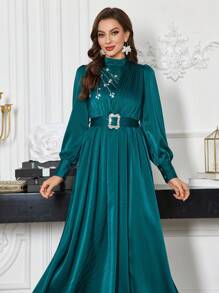 Modelyn 时尚奢华重饰水晶女士长裙超长女士装长款晚礼服