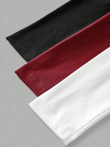 SHEIN EZwear Set de 3 camisetas de manga larga y cuello redondo ajustadas de estilo informal para mujer, para primavera/otoño - Multicolor - Ver 13