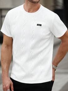 Manfinity Homme Men's Casual Crew Neck Applique Decor Short Sleeve T-Shirt, Versatile