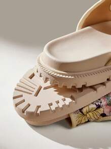 Solecia Damskie płaskie sandały antypoślizgowe z nadrukiem allover, nowe, codzienne, letnie, modne