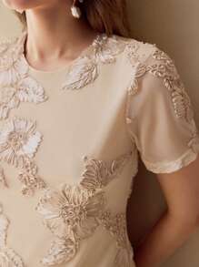 MOTF PREMIUM Top in rete con applicazioni e dettagli a contrasto - Rosa - Visualizzare 3