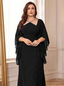 SHEIN Belle Váy dạ hội trang trọng cỡ lớn, Váy dự tiệc cưới - màu đen - Xem 5