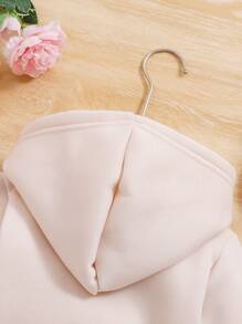 Veste à capuche zippée en polaire de couleur unie pour bébé fille, convient pour l'automne/l'hiver