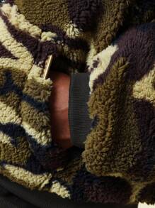 SUMWON Sherpa Fleece Zip-Up Hoodie Jacket Camouflage Pattern Winter Warm Cozy Outerwear Teddy Plush Full Front Zipper Casual Streetwear - Multicolor - View 5