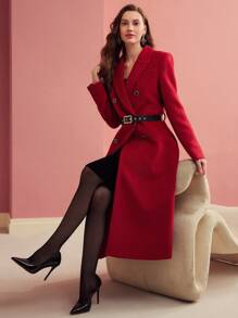 MOTF PREMIUM WOOL DOUBLE BREASTED OVERCOAT - Red - View 2