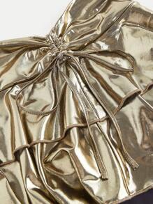 SHEIN MOD Women's Vintage Black & Gold Mini Skirt,Tiered Cake Layer,Glittery Skirt,Old Money Skirt,New Years Skirt,Y2k Skirt,Party ,Holiday