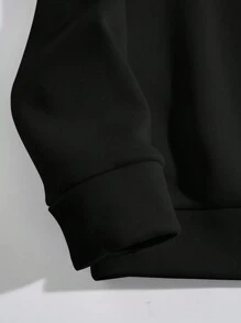 INAWLY 心形和英文字母印花女士长袖圆领卫衣，休闲套头衫，适合秋冬季毕业季、返校季、毕业典礼、教师节等场合穿着。 - 黑色 - 查看 5