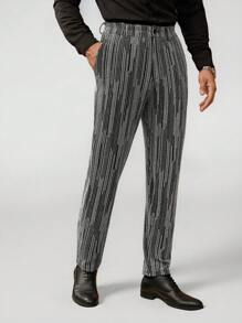 Manfinity VCAY Men Striped Print Slant Pocket Suit Pants - Multicolor - View 5