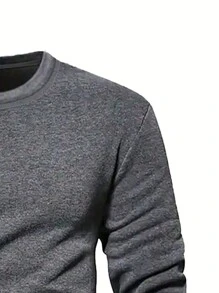 Manfinity Homme 3 sztuki/zestaw Jednokolorowe koszulki z okrągłym dekoltem i długim rękawem, swobodne i modne do codziennego noszenia