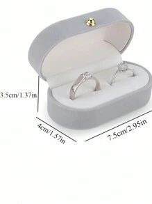 1pc Luxe Plush Velvet Ring Bearer Box With Magnetic Closure Elegant Oval Wedding Ring Holder For Proposal, Engagement & Vow Ceremonies Extra-Wide Slot Fits Double Rings, Earrings, Pendants Premium Jewelry Display Case & Gift Storage Organizer - Perfect For Valentine's, Anniversary, Bridal Shower