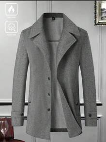 Manfinity Homme Plus Size Men's Casual Simple Plain Coat, Everyday Wear