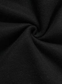 SHEIN Moletom casual para meninas adolescentes, cor sólida, estampa contrastante, ombro caído, decote em V, ajuste solto, quente