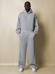 SUMWON Wide Leg Sweatpants Athleisure Loungewear Comfortable Fleece Athletic Sports Performance Split Hem Side Pockets Basketball Training Workout - Light Grey - View 3