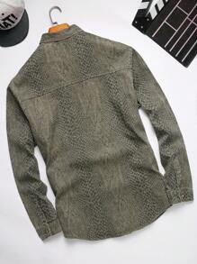 Manfinity Homme Front Button Patch Pocket Casual Versatile Long Sleeve Denim Loose Top - Multicolor - View 2