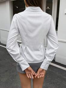 Calvaya Women's Long Sleeve Striped Casual Shirt, Minimalist Fashion For Everyday Wear