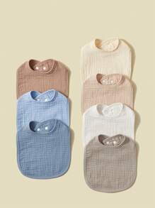 7 件装男婴围兜，100% 纯棉柔软纱布，口水围兜，蓝色 - 彩色 - 查看 2