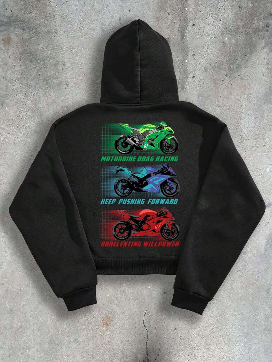 Manfinity VCAY 标准版型男士黑色超大连帽衫（M109），适合秋冬 - 黑色 - 查看 1