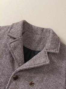 SHEIN Płaszcz flanelowy pikowany dla chłopca/dziewczynki, swobodny, odpowiedni do noszenia na zewnątrz i w stylowy sposób