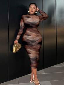 Slaydiva Women Casual Tight Long Sleeve Mid-Length Dress, Suitable For Summer - Multicolor - View 4