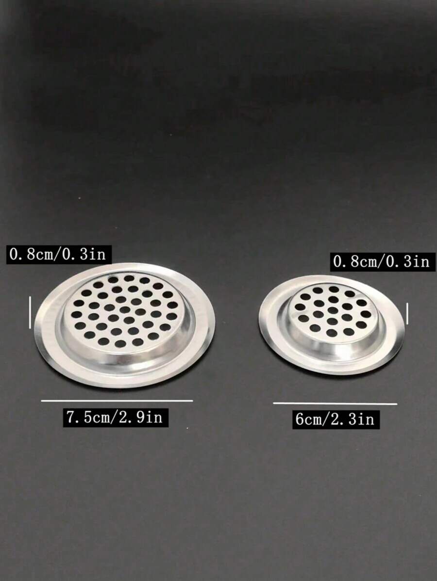 6/4/3/2 pièces Kit de passoire d'évier en acier inoxydable, bouchon anti-cheveux - Couvercle anti-bouchage universel pour baignoire, douche, évier de cuisine, facile à installer, produit essentiel pour la maison - Argent - Voir 1