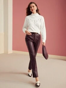 MOTF PREMIUM Jersey con detalles de perlas falsas y rhinestones - Blanco - Ver 4