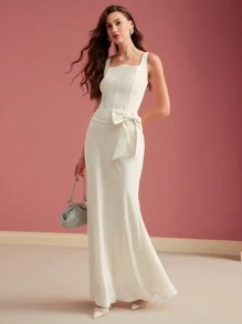 MOTF PREMIUM BIAS CUT BOW DECOR SKIRT - Apricot - View 2