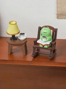 SHEIN 1pc Miniature Frog Rocking Chair Ornament, Cute Desktop & Car Decoration Cartoon Figurine Best Gifts Birthday,Room Decor , Ramadan Decor, Home Decor, Bathroom Decor