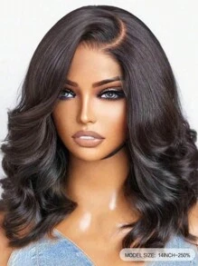 ALL READY WIG Peruka Bob z falowanymi włosami, wstępnie wybielona, wstępnie oskubana, wstępnie przycięta, topiona, 250% gęstości, 9x6, Wear&Go, bez kleju, spersonalizowana, luźna, falowana, 100% ludzkich włosów, 9AM HAIR