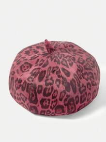 SHEIN SXY Leopard Print Beret Octagonal Hat Pumpkin Hat