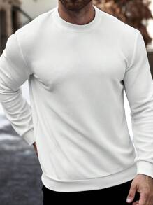 Manfinity Homme Sudadera casual de talla grande para hombre, de unicolor, para primavera