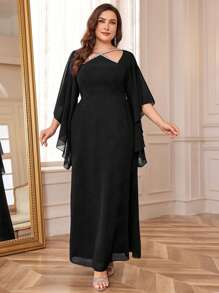 SHEIN Belle Váy dạ hội trang trọng cỡ lớn, Váy dự tiệc cưới - màu đen - Xem 4
