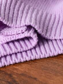 2pcs Teen Girl Casual Rib Knit Cardigan And Sweater Pants Set - Purple - View 6