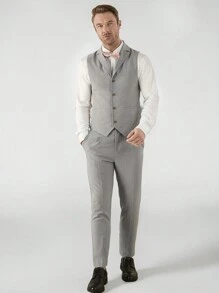 Manfinity VCAY Men's Woven Casual Lapel Suit Vest