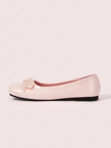 CUCCOO DOLLMOD Women's Flat Shoes, Square Toe Ruffle Pig Nose Detail, Pink Bow Mary Jane Valentines - Pink - View 6