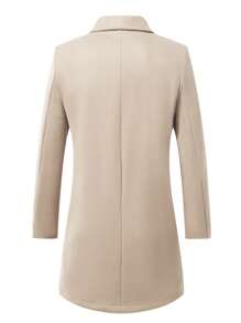 Manfinity Homme Plus Size Men's Solid Color Lapel Neck Single-Breasted Casual Jacket, Autumn/Winter - Apricot - View 2