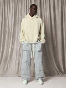 SUMWON Premium Cargo Sweatpants With Multiple Utility Pockets Loose Fit Athletic Loungewear For Winter Workout Streetwear Casual Comfort - Grey - View 3