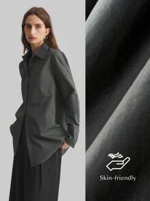Ontre Dark Gray Women's Loose Casual Blouse, Comfortable Versatile All-Match Shirt, Essential For New Year, Suitable For Spring/Summer