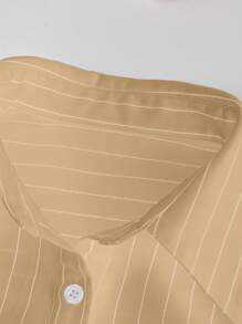 Chiquease Casual Versatile Fashion Long Sleeve Single Pocket Turndown Collar Buttons Striped Women Shirt, Random Floral Pattern