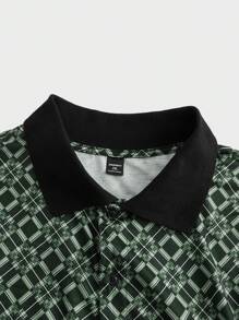 Manfinity VCAY Knitted Casual Short Sleeve POLO Shirt (Plus Size) - Green - View 3